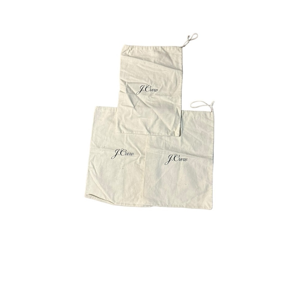 J.CREW LOT Of 3 Ivory Large Draw String Dust Bags 14 x 10 Shoes Travel
